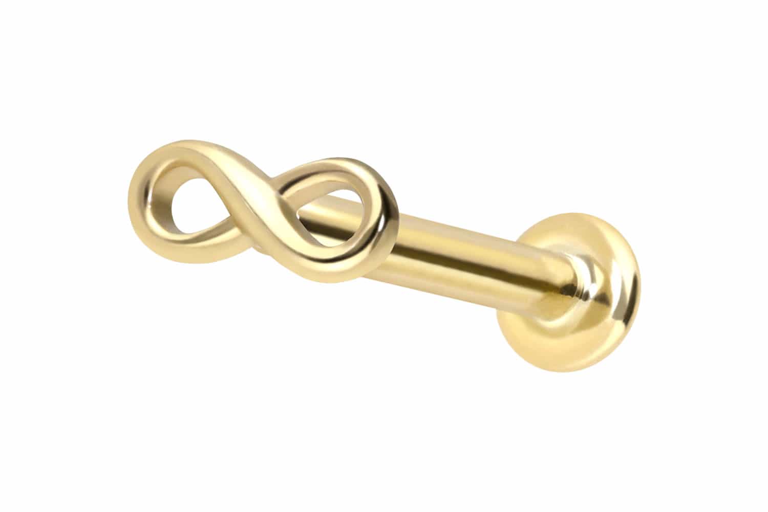 14 Karat Gold Labret mit Innengewinde UNENDLICHKEIT